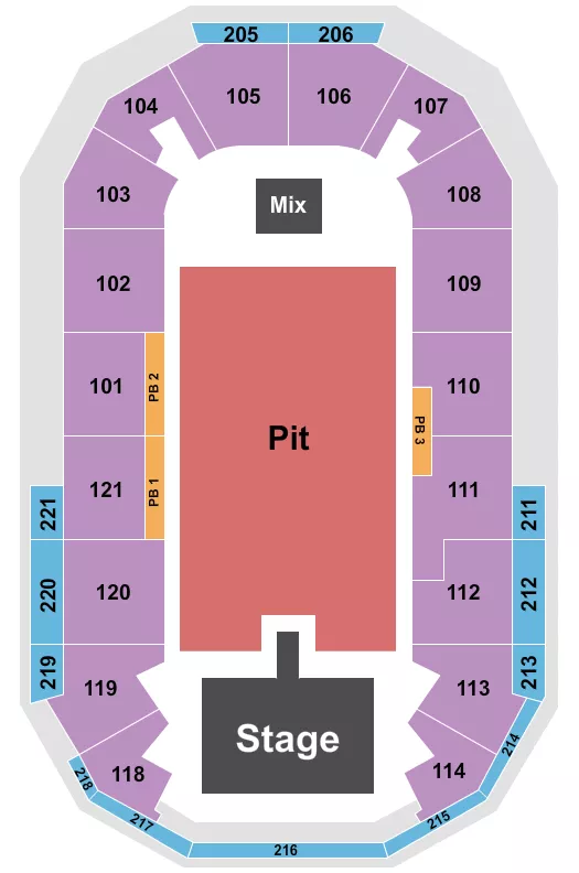 seating chart for Hero Arena At Mountain America Center - Endstage Pit w/ Catwalk - eventticketscenter.com