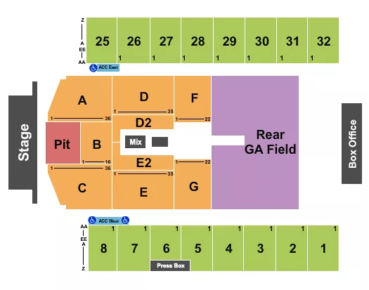 seating chart for Hersheypark Stadium - Endstage GA Pit 2 - eventticketscenter.com