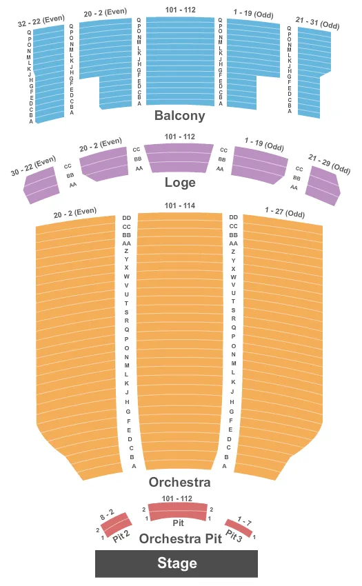 seating chart for Hershey Theatre - Endstage 2 - eventticketscenter.com