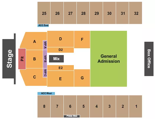 seating chart for Hersheypark Stadium - Endstage Pit 2 - eventticketscenter.com