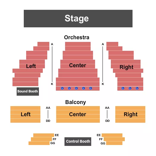 seating chart for Hickory Community Theatre - End Stage - eventticketscenter.com