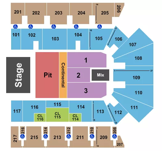 seating chart for Hilliard Center Arena - Endstage GA Pit 2 - eventticketscenter.com