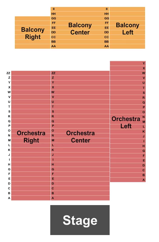 seating chart for Historic Park Theatre and Event Center - End Stage 2 - eventticketscenter.com