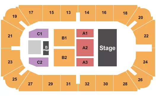 seating chart for Hobart Arena - Zach Williams - eventticketscenter.com