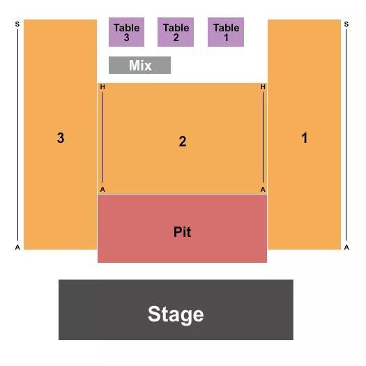 seating chart for Hobart Art Theater - Endstage Reserved 1-3 w/ Pit - eventticketscenter.com