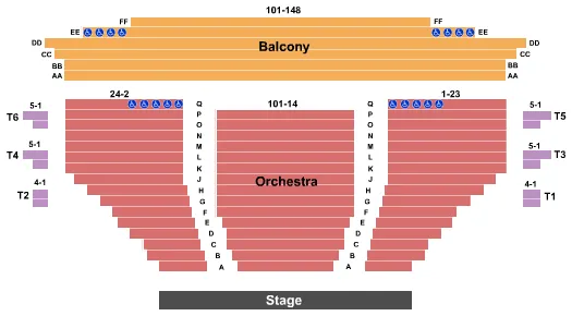 seating chart for Hofmann Theatre at Lesher Center for the Arts - End Stage - eventticketscenter.com