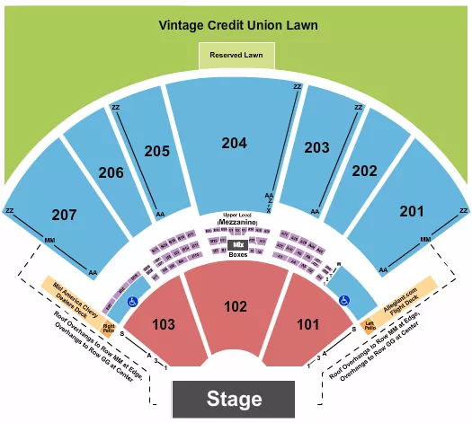 seating chart for Hollywood Casino Amphitheatre - MO - Endstage 3 - eventticketscenter.com