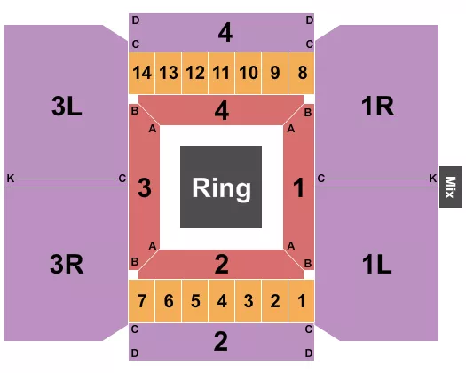 seating chart for Hollywood Casino Gulf Coast - Bay St. Louis - Wrestling - eventticketscenter.com