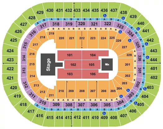 seating chart for Honda Center - Endstage 6 Thrust Flr Rsrv 101-106 - eventticketscenter.com