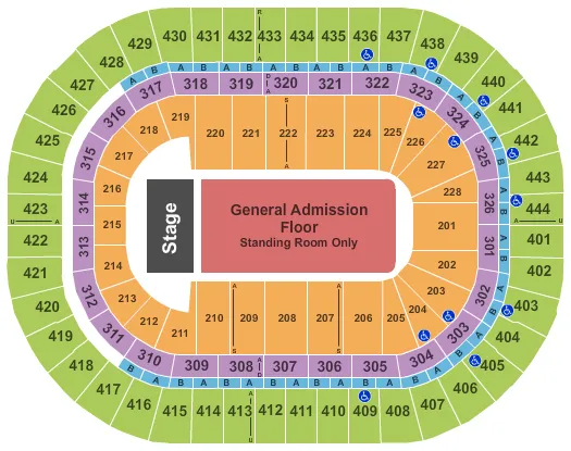 seating chart for Honda Center - End Stage - GA Floor - eventticketscenter.com