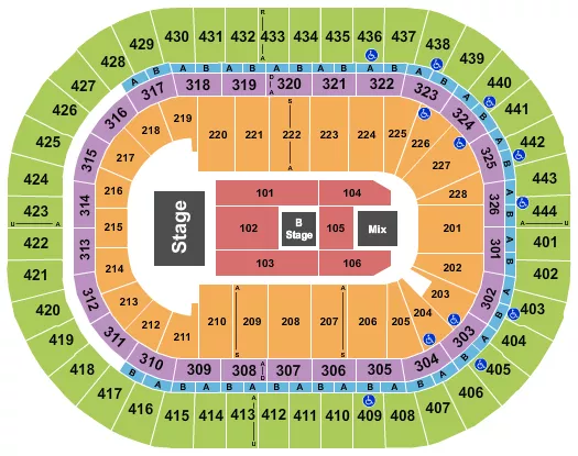 seating chart for Honda Center - Endstage w/B stage - eventticketscenter.com