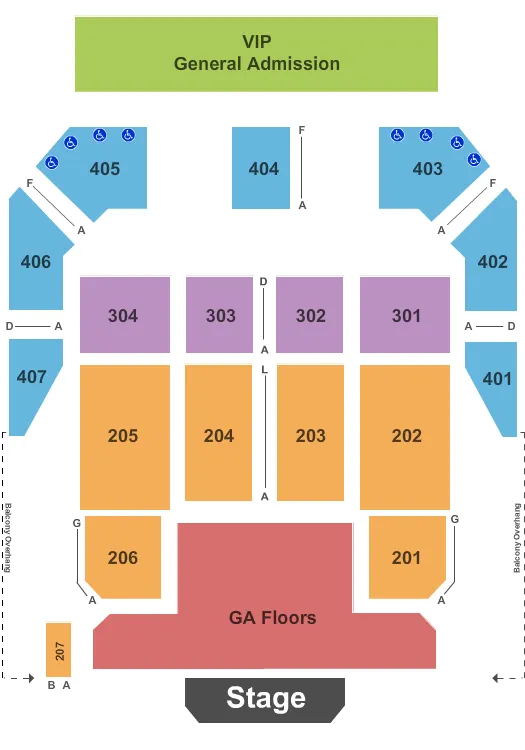 seating chart for Horseshoe Casino's Bluesville - End Stage GA - eventticketscenter.com