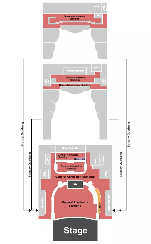 seating chart for House Of Blues - Chicago - Ga Floor/Balc & ADA 2 - eventticketscenter.com