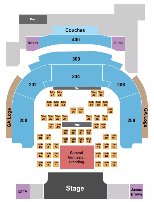seating chart for House Of Blues - Las Vegas - Endstage GA Flr Tables 2 - eventticketscenter.com