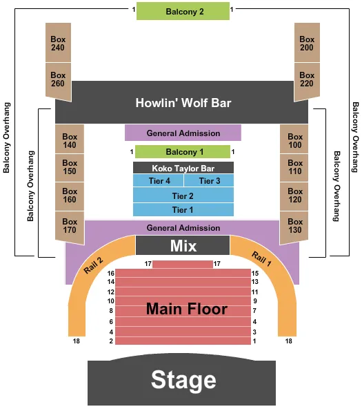 seating chart for House Of Blues - Chicago - End Stage - eventticketscenter.com