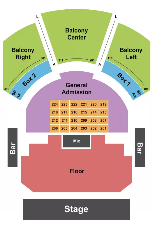 seating chart for House Of Blues - Dallas - Endstage Floor Tables - eventticketscenter.com