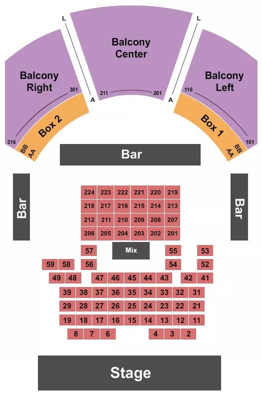 seating chart for House Of Blues - Dallas - Endstage Tables 2 - eventticketscenter.com