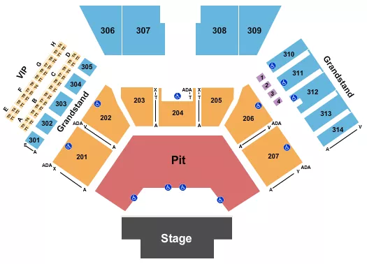 seating chart for Huntington Bank Pavilion at Northerly Island - Endstage Pit & 200 No Lawn - eventticketscenter.com