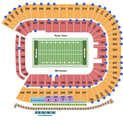 seating chart for Huntington Bank Stadium - Football 2 - eventticketscenter.com