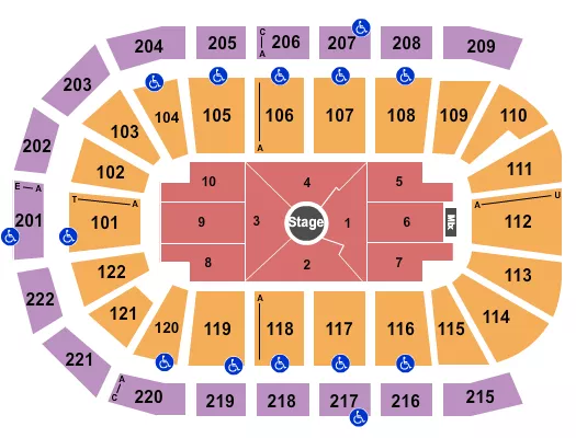 seating chart for Huntington Center - Center Stage 2 - eventticketscenter.com