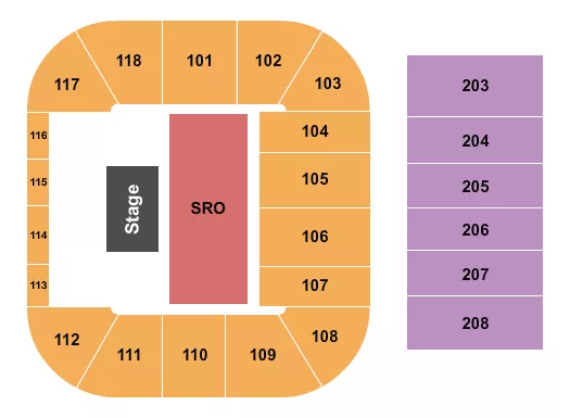seating chart for ICCU Arena - Endstage - SRO Front - eventticketscenter.com