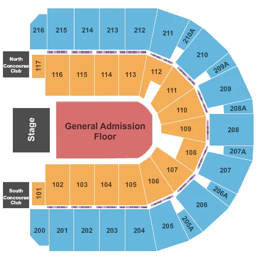 seating chart for Vibrant Arena at The MARK - End Stage GA FLoor - eventticketscenter.com