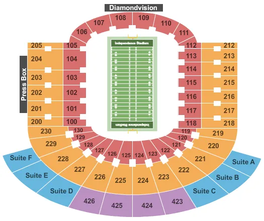 seating chart for Independence Stadium - Football - eventticketscenter.com