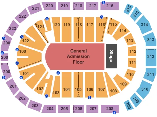 seating chart for Gas South Arena - End Stage GA - eventticketscenter.com