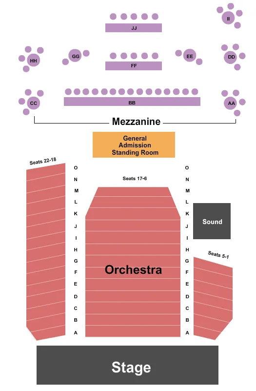 seating chart for Infinity Hall - Norfolk - Endstage Tables - eventticketscenter.com
