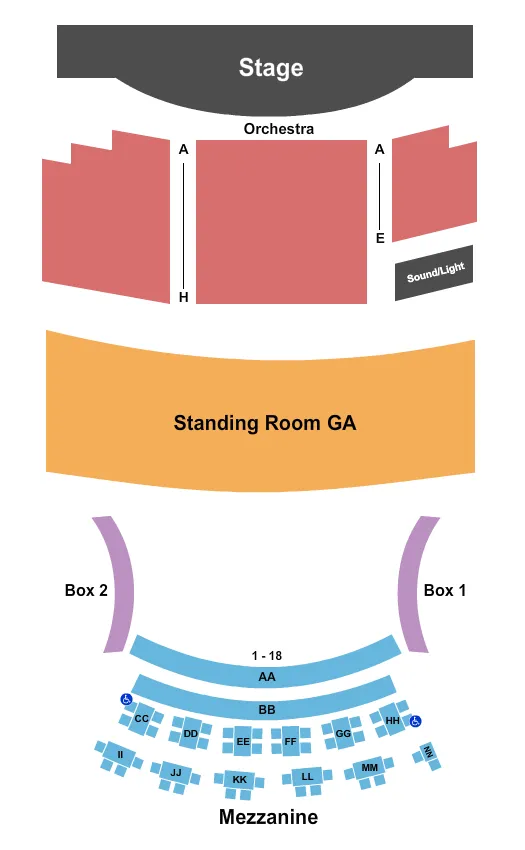 seating chart for Infinity Music Hall & Bistro - Endstage 2 - eventticketscenter.com