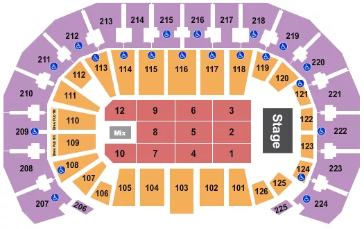 seating chart for INTRUST Bank Arena - Endstage 3 - eventticketscenter.com