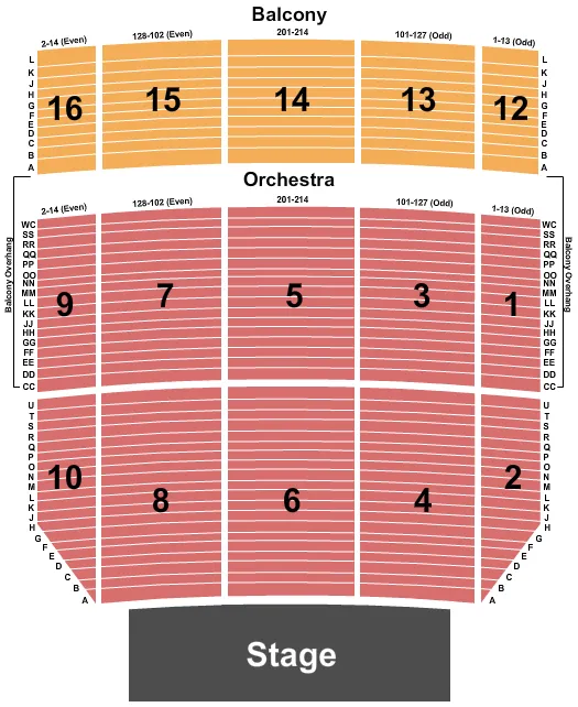 seating chart for Republic Bank Performing Arts Center - End Stage - eventticketscenter.com