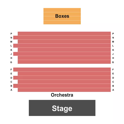 Endstage - Orch/Boxes Seating Chart at Irene Diamond Stage at Signature Theatre. The chart shows the main floor/stage with seating options surrounding it, which are color coded