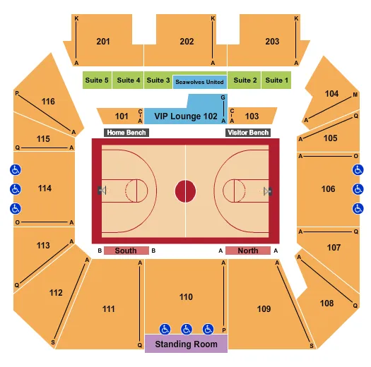 seating chart for Island Federal Credit Union Arena - Basketball 2019-20 - eventticketscenter.com