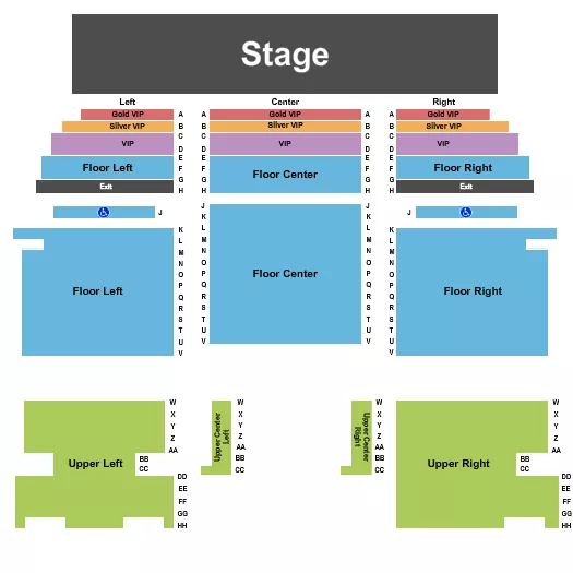 seating chart for J. Everett Collins Center for the Performing Arts - Endstage - eventticketscenter.com