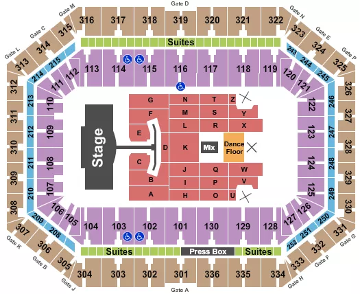 seating chart for JMA Wireless Dome - Pink - eventticketscenter.com