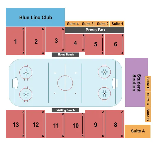 seating chart for J. Thom Lawler Arena - Hockey - eventticketscenter.com