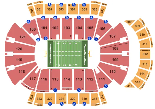 seating chart for VyStar Veterans Memorial Arena - Football - eventticketscenter.com