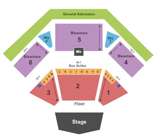 seating chart for Jacobs Pavilion - End Stage - eventticketscenter.com