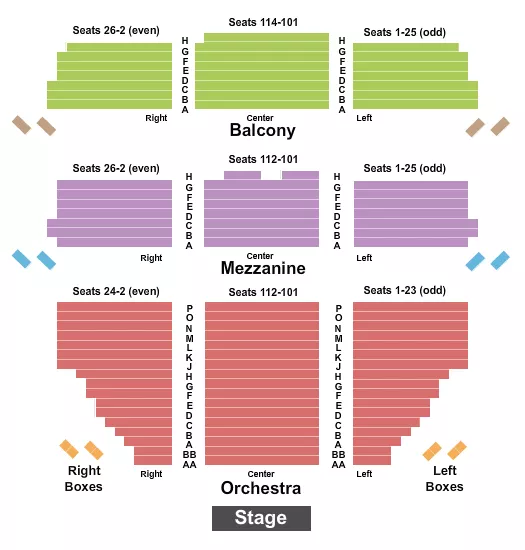 seating chart for James Earl Jones Theatre - Endstage - eventticketscenter.com