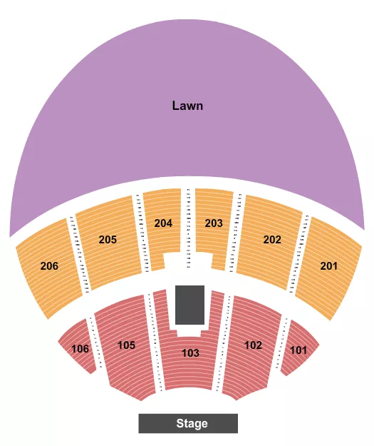 Endstage No Pit Seating Chart at Jay Pritzker Pavilion. The chart shows the main floor/stage with seating options surrounding it, which are color coded