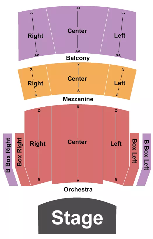 seating chart for Jefferson Performing Arts Center - Endstage No Pit - eventticketscenter.com