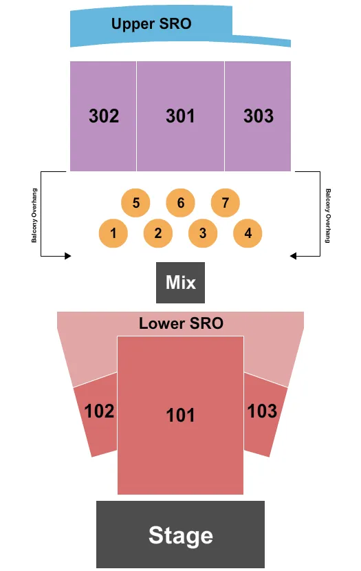seating chart for Jefferson Theater - VA - Endstage w/ SRO - eventticketscenter.com
