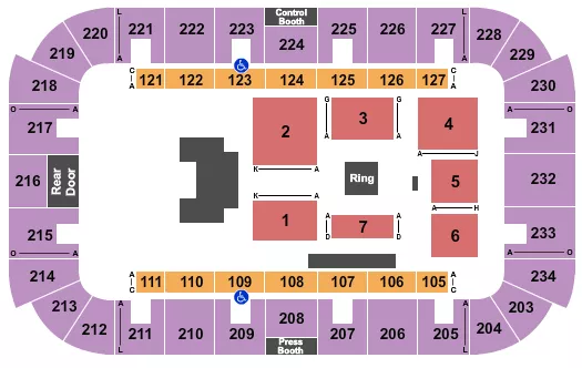 seating chart for Jenkins Arena - RP Funding Center - WWE - eventticketscenter.com
