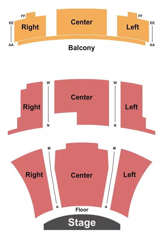 seating chart for Jerome Westheimer Center for the Performing Arts - Endstage - eventticketscenter.com