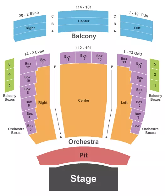 seating chart for Joan C. Edwards Performing Arts Center - Endstage Pit - eventticketscenter.com