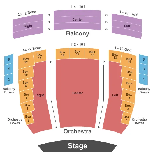 seating chart for Joan C. Edwards Performing Arts Center - End Stage - eventticketscenter.com