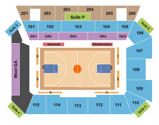 seating chart for Joan Perry Brock Center - Harlem Globetrotters - eventticketscenter.com