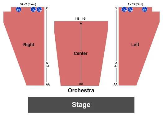 seating chart for John Anson Ford Theatre - Endstage 2 - eventticketscenter.com