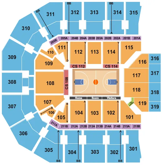 seating chart for John Paul Jones Arena - Basketball 2 - eventticketscenter.com